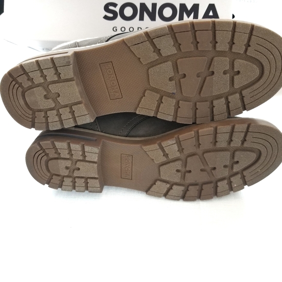 NEW Faux Suede Sherling Booties Neutral Lace up Low - Picture 4 of 6